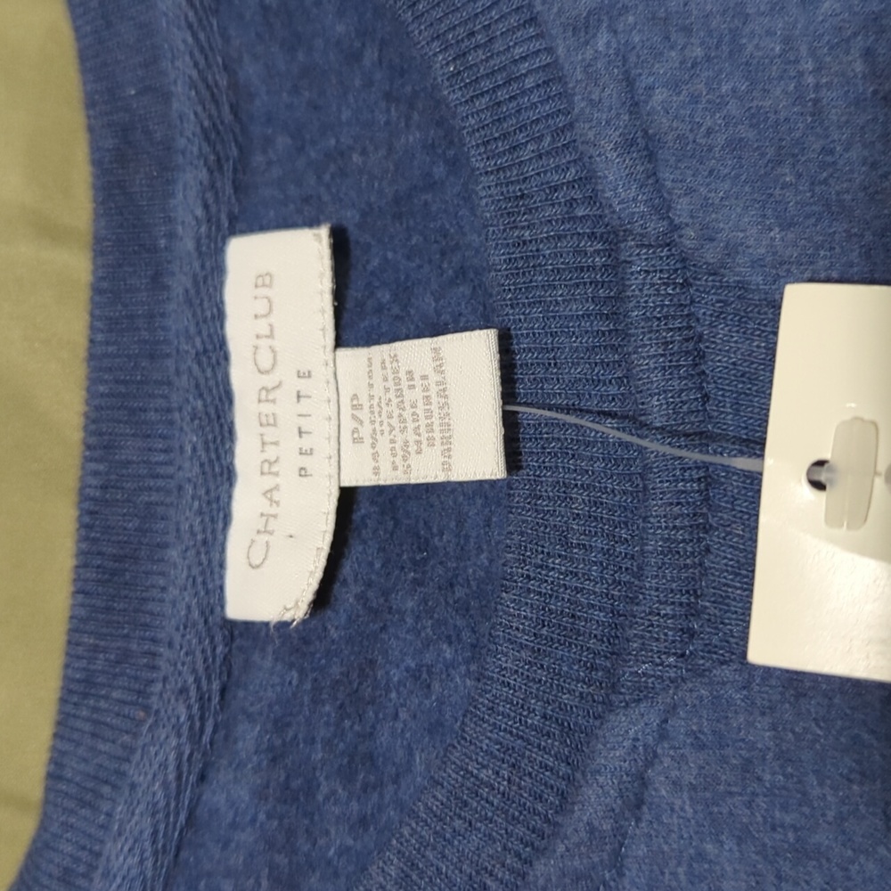 NWT Blue Fleece Sweatshirt - Charter Club - Size: Petite/Small - Picture 2 of 5